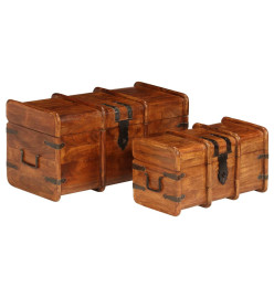 Coffre de rangement 2 pcs Bois d'acacia solide et finition miel