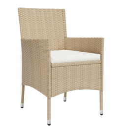 Ensemble à dîner de jardin avec coussins 7 pcs beige poly rotin