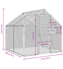 Volière anthracite 1,79x2x1,85 m aluminium