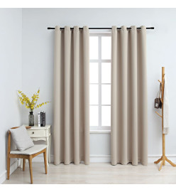 Rideaux occultants avec anneaux en métal 2 pcs Beige 140x245 cm