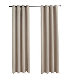 Rideaux occultants avec anneaux en métal 2 pcs Beige 140x245 cm