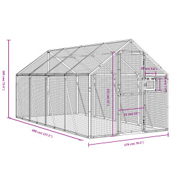 Volière anthracite 1,79x4x1,85 m aluminium