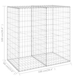 Mur en gabion avec couvercles Acier galvanisé 100x60x100 cm