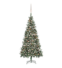 Arbre de Noël artificiel pré-éclairé/boules pommes de pin 210cm