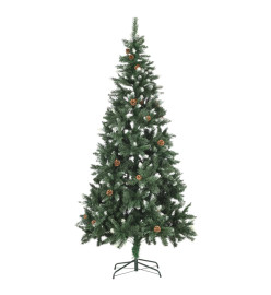 Arbre de Noël artificiel pré-éclairé/boules pommes de pin 210cm