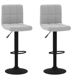 Tabourets de bar lot de 2 gris clair velours