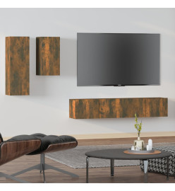 Ensemble de meubles TV 4 pcs Chêne fumé Bois d'ingénierie