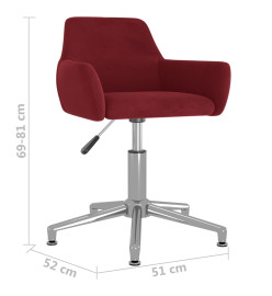 Chaise pivotante de bureau Rouge bordeaux Velours