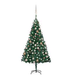 Arbre de Noël artificiel pré-éclairé et boules vert 120 cm PVC