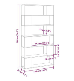 Bibliothèque/Séparateur de pièce Noir 100x24x188 cm