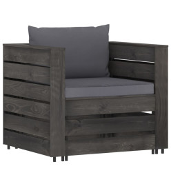 Salon de jardin 6 pcs avec coussins Bois imprégné de gris