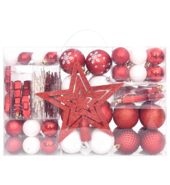 Ensemble de boules de Noël 108 pcs Rouge et blanc