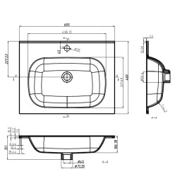 Lavabo encastré 605x460x105 mm SMC Blanc