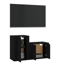 Ensemble de meubles TV 2 pcs noir bois d'ingénierie