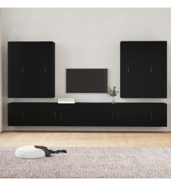 Ensemble de meubles TV 8 pcs Noir Bois d'ingénierie