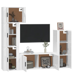 Ensemble de meubles TV 5 pcs Blanc brillant Bois d'ingénierie