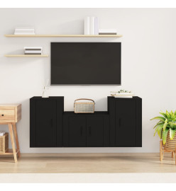 Ensemble de meubles TV 3 pcs Noir Bois d'ingénierie