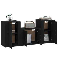 Ensemble de meubles TV 3 pcs Noir Bois d'ingénierie