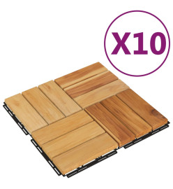 Tuiles de terrasse 10 pcs 30x30 cm Bois massif teck