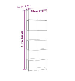 Bibliothèque/Séparateur de pièce Chêne marron 60x24x186 cm