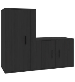 Ensemble de meubles TV 2 pcs noir bois d'ingénierie