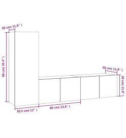 Ensemble de meubles TV 3 pcs Chêne fumé Bois d'ingénierie