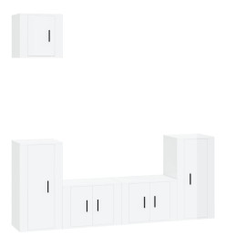 Ensemble de meubles TV 5 pcs Blanc brillant Bois d'ingénierie