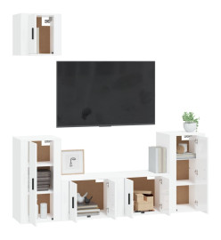 Ensemble de meubles TV 5 pcs Blanc brillant Bois d'ingénierie