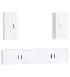 Ensemble de meubles TV 4 pcs Blanc brillant Bois d'ingénierie