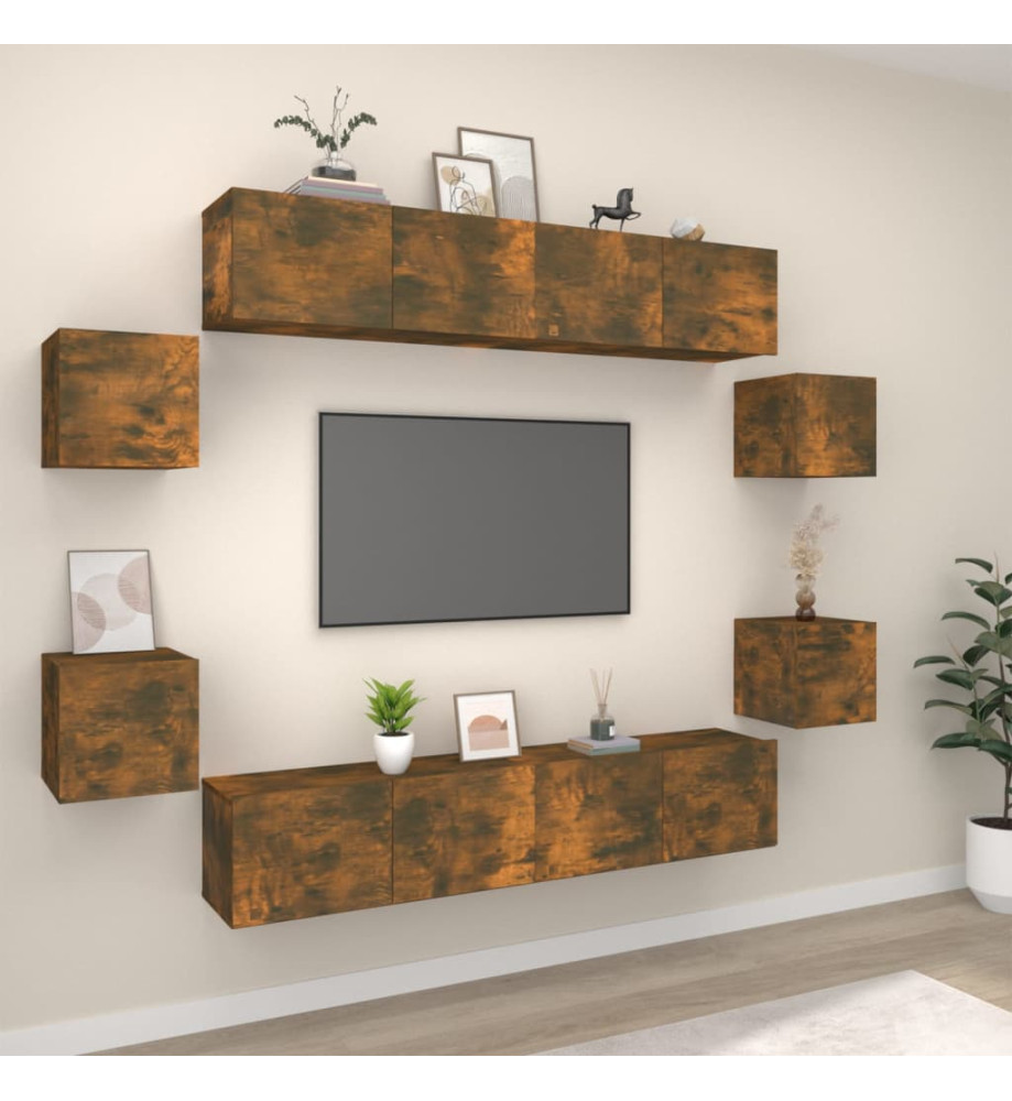 Ensemble de meubles TV 8 pcs Chêne fumé Bois d'ingénierie