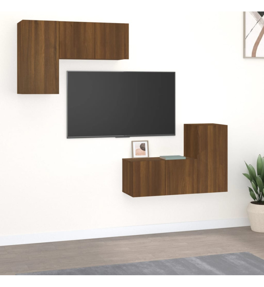 Ensemble de meubles TV 4 pcs Chêne marron Bois d'ingénierie