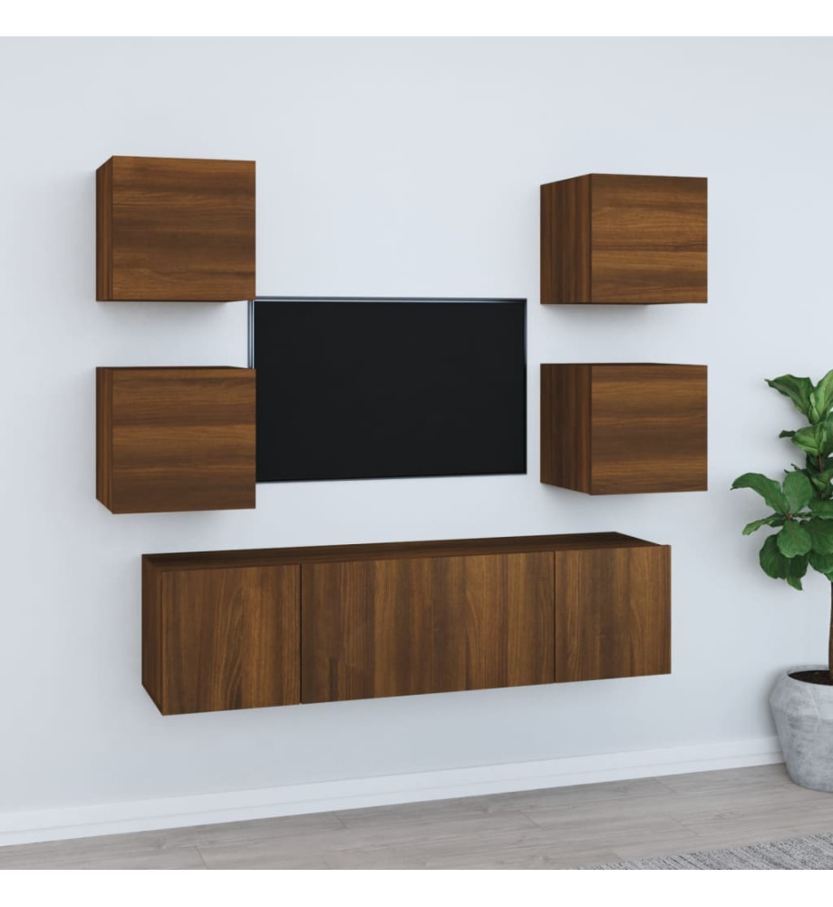 Ensemble de meubles TV 6 pcs Chêne marron Bois d'ingénierie