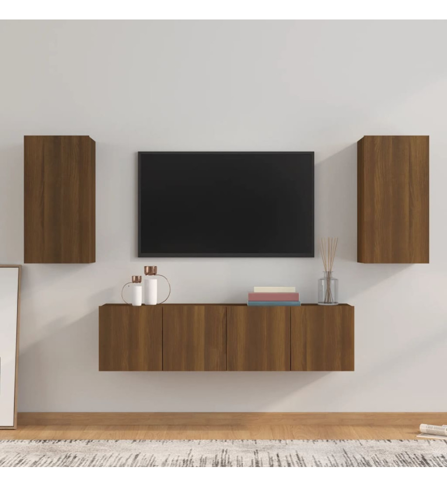 Ensemble de meubles TV 4 pcs Chêne marron Bois d'ingénierie