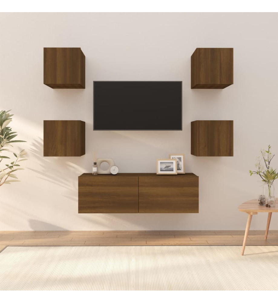 Ensemble de meubles TV muraux Chêne marron Bois d'ingénierie