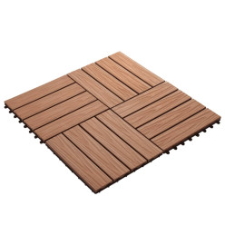 Carreau de terrasse en relief 11 pcs WPC 30 x 30 cm 1 m² Marron