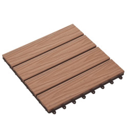 Carreau de terrasse en relief 11 pcs WPC 30 x 30 cm 1 m² Marron