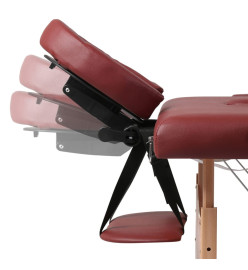 Table pliable de massage Rouge 2 zones avec cadre en bois