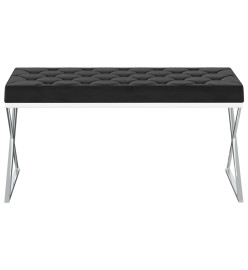 Banc 97 cm Noir Velours et acier inoxydable