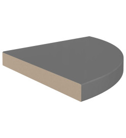 Étagères d'angle flottantes 2pcs gris brillant 35x35x3,8 cm MDF