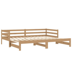 Lit coulissant Marron miel Bois de pin massif 2x(90x200) cm