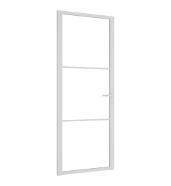 Porte intérieure 83x201,5 cm Blanc Verre ESG et aluminium