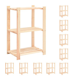 Étagères de rangement à 3 niveaux 10 pcs 60x38x90 cm Pin 150 kg