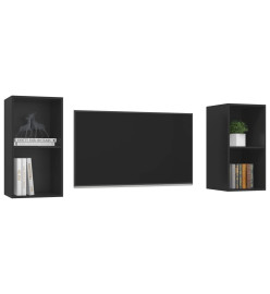 Meubles TV muraux 2 pcs Noir Aggloméré