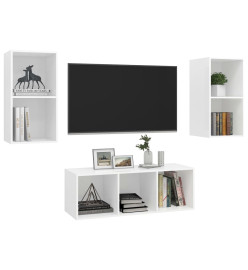 Ensemble de meuble TV 3 pcs Blanc Aggloméré