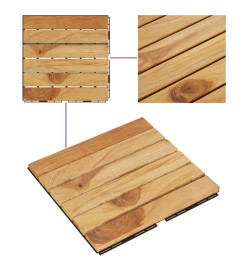 Tuiles de terrasse 20 pcs 30x30 cm bois massif teck vertical