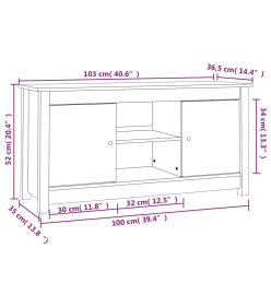 Meuble TV Noir 103x36,5x52 cm Bois de pin massif