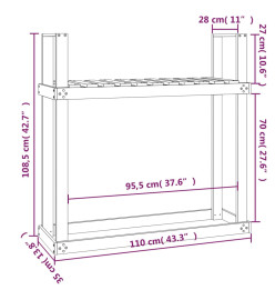 Support pour bois de chauffage Noir 110x35x108,5 cm Bois de pin