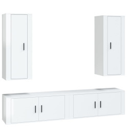 Ensemble de meubles TV 4 pcs Blanc brillant Bois d'ingénierie