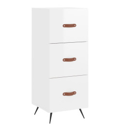 Buffet haut Blanc brillant 34,5x34x180 cm Bois d'ingénierie