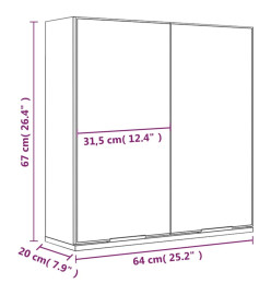 Armoire à miroir de salle de bain Chêne fumé 64x20x67 cm